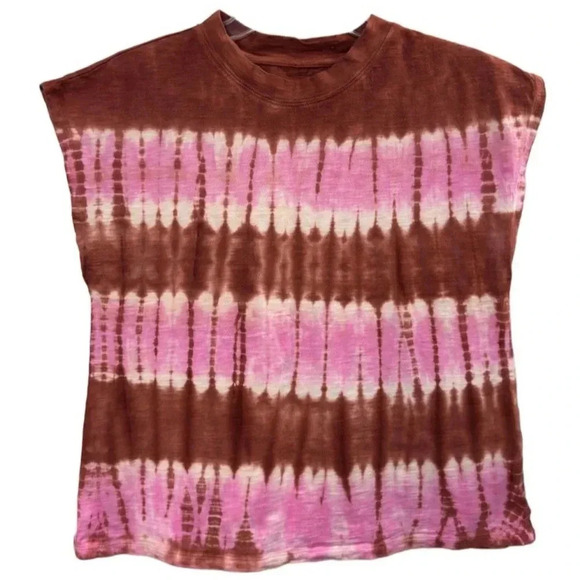 Universal Thread Women's M Sleeveless Tie-Dye Graphic Tee Pink Brown Cotton - Picture 1 of 4